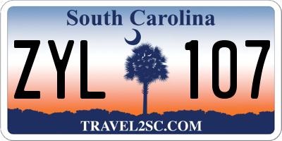 SC license plate ZYL107