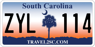 SC license plate ZYL114