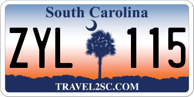 SC license plate ZYL115