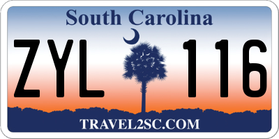 SC license plate ZYL116