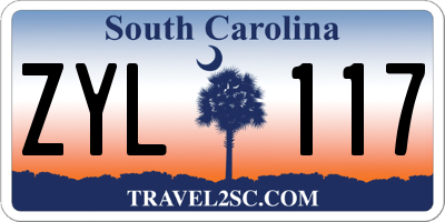 SC license plate ZYL117