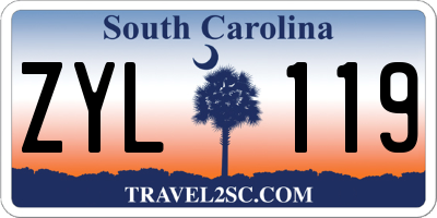 SC license plate ZYL119