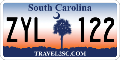 SC license plate ZYL122