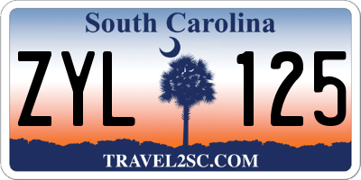 SC license plate ZYL125