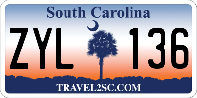 SC license plate ZYL136