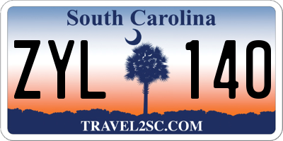 SC license plate ZYL140