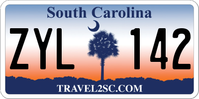 SC license plate ZYL142