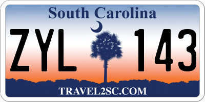 SC license plate ZYL143