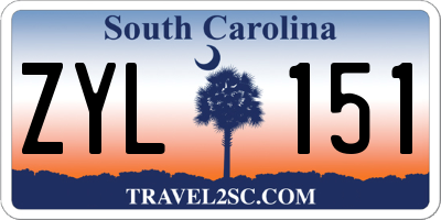 SC license plate ZYL151