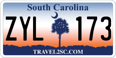 SC license plate ZYL173
