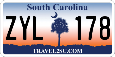 SC license plate ZYL178