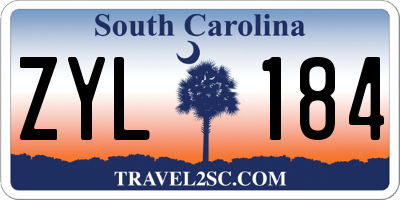 SC license plate ZYL184