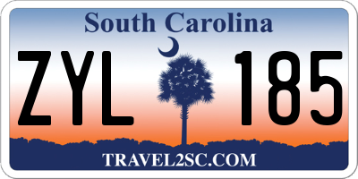 SC license plate ZYL185