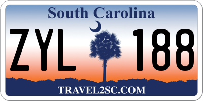 SC license plate ZYL188