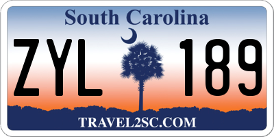 SC license plate ZYL189