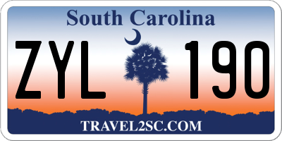 SC license plate ZYL190