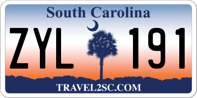 SC license plate ZYL191