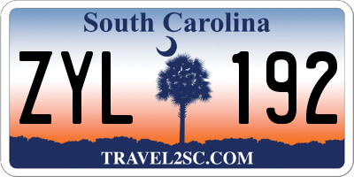 SC license plate ZYL192