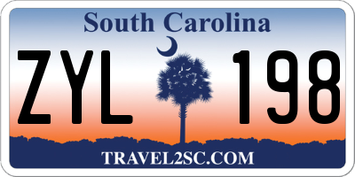 SC license plate ZYL198