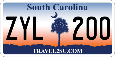 SC license plate ZYL200