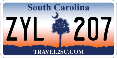 SC license plate ZYL207