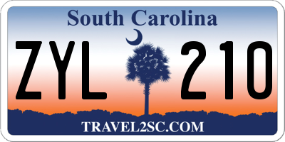 SC license plate ZYL210