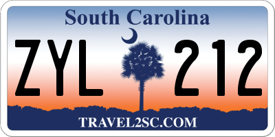 SC license plate ZYL212