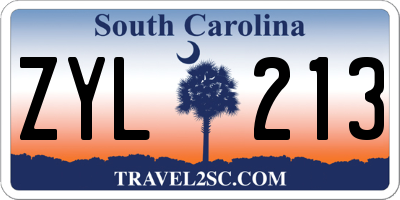 SC license plate ZYL213