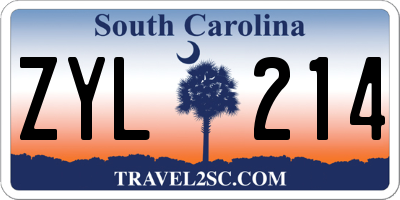 SC license plate ZYL214