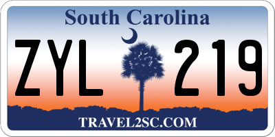 SC license plate ZYL219