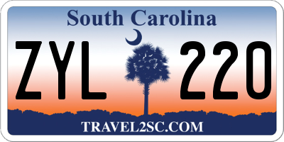 SC license plate ZYL220
