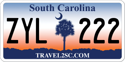 SC license plate ZYL222