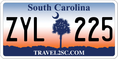 SC license plate ZYL225
