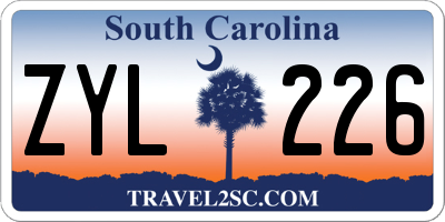 SC license plate ZYL226