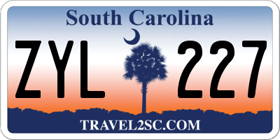 SC license plate ZYL227