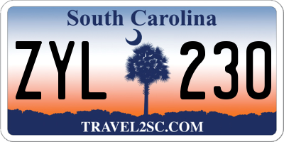 SC license plate ZYL230