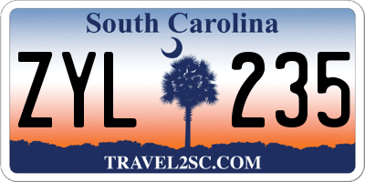 SC license plate ZYL235