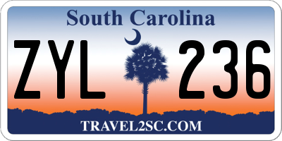 SC license plate ZYL236