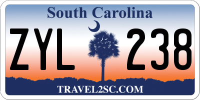 SC license plate ZYL238