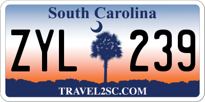 SC license plate ZYL239
