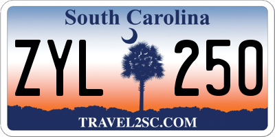 SC license plate ZYL250