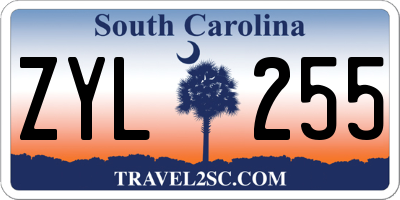 SC license plate ZYL255