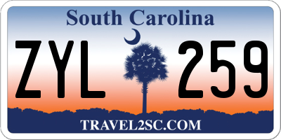SC license plate ZYL259