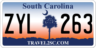 SC license plate ZYL263