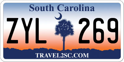 SC license plate ZYL269