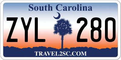 SC license plate ZYL280