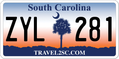 SC license plate ZYL281
