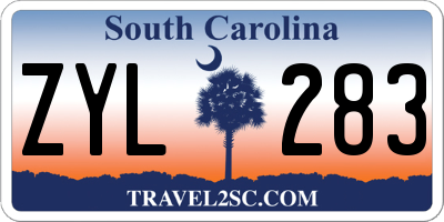 SC license plate ZYL283