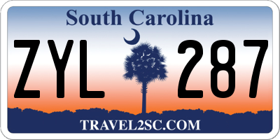 SC license plate ZYL287