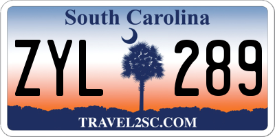 SC license plate ZYL289